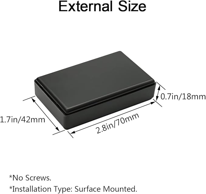 LeMotech Project Box, 5 Pieces ABS Electrical Box Small Junction Box for Electronics PCB Case,Electronic Hobby Box Black, Outside Size 2.8 x 1.7 x 0.7 inch (70x 42x 18 mm) - Image 2