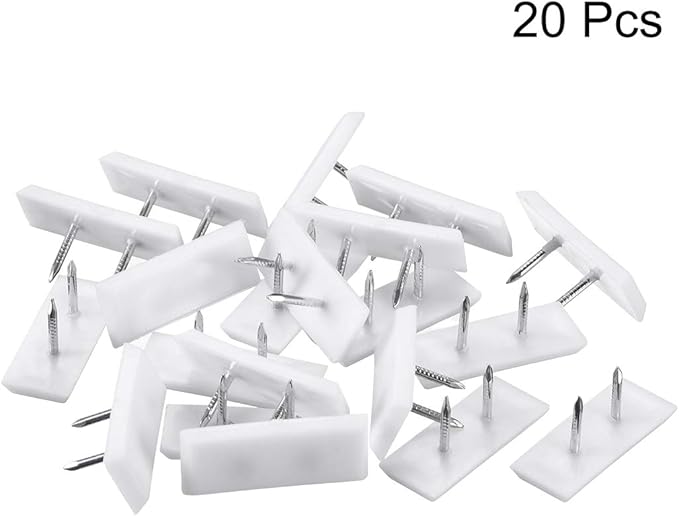 uxcell Furniture Feet Nail Plastic Glide Nails Square Chair Table Leg Protector Pads 31mm x 12mm White 20pcs - Image 3