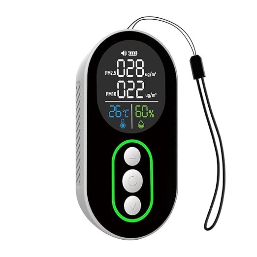 Protmex Indoor Air Quality Monitor, PM2.5 PM10 Detector with Real-Time Display & Buzzer Alarm, Temperature Humidity Sensor, Portable Air Pollution Tester for Home, Office, Car, Baby Room by Unknown