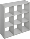 Furinno Simple Cube Storage Organizer, 9-Cube Display Shelf, Open Back Shelving Unit, Storage Shelves, Extra Thick Frame, for Organization and Storage, Living Room, Home Office, Light Grey by Furinno-FitsYourSpaceFitsYourBudget