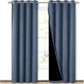NICETOWN 100% Blackout Curtains 84 inches Long, Pair of Energy Smart & Noise Blocking Out Drapes for Baby Room Window, Thermal Insulated Guest Room Lined Window Dressing (Stone Blue, 52 inches Wide) by NICETOWN