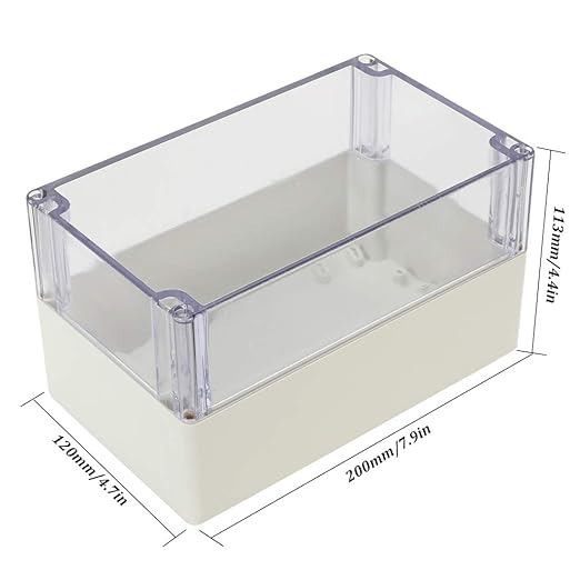 ABS Plastic Junction Box, Dustproof Waterproof IP65 Electrical Box - Universal Project Enclosure Grey, with PC Transparent/Clear Cover 7.9"x4.7"x4.4"(200mm x 120mm x 113mm) - Image 2