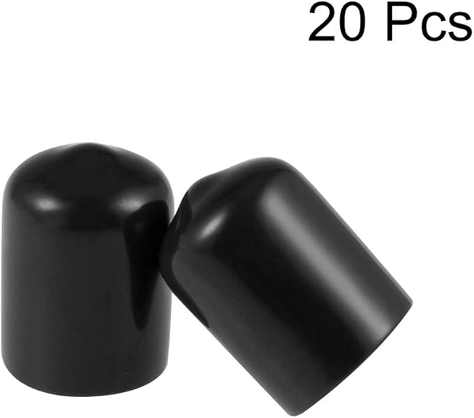 uxcell 20pcs Rubber End Caps 14mm ID Vinyl Round Tube Bolt Cap Cover Thread Protectors Black - Image 2