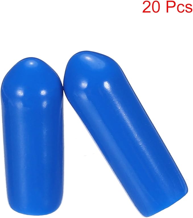 uxcell 20pcs Rubber End Caps 4.5mm ID Vinyl PVC Round Tube Bolt Cap Cover Screw Thread Protectors Blue - Image 2