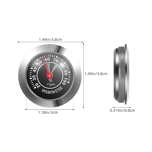 Humidor Hygrometer for Analog Hygrometer Humidor Accessory Humidity Gauge Alloy Stainless Steel Mechanical Pressure Gauge for Violin Case Home Use - Black, 1.5x1.5x0.4in - Image 2
