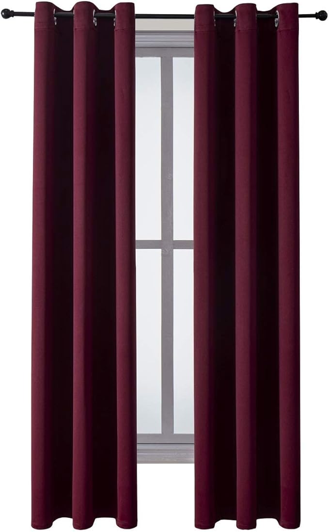 ChrisDowa Grommet Blackout Curtains for Bedroom and Living Room - 2 Panels Set Thermal Insulated Room Darkening Curtains (Burgundy Red, 42W x 84L) - Image 7