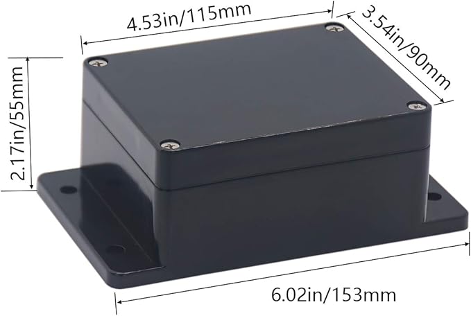 2 Pack Project Box IP65 Waterproof Junction Box ABS Plastic Black Electrical Boxes DIY Electronic Project Case Power Enclosure with Fixed Ear 4.53 x 3.54 x 2.17 inch (115x90x55mm) - Image 2