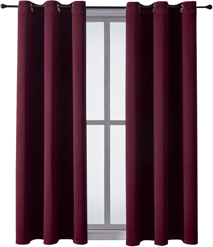 ChrisDowa Grommet Blackout Curtains for Bedroom and Living Room - 2 Panels Set Thermal Insulated Room Darkening Curtains (Burgundy Red, 42W x 63L) - Image 7
