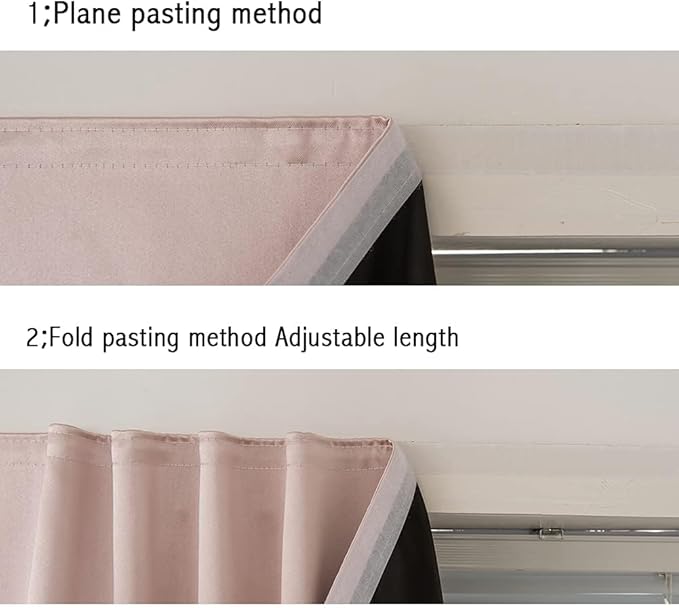 Adhesive Curtain 100% Blackout No-Drill Easy Install for Bedroom Blinds Light Blocking (Tender Pink-59 W x 63" L-1P) - Image 5