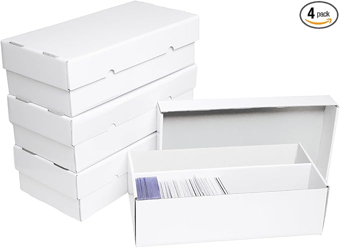 NUMINA 4 Pack 2-Row Cardboard Card Storage Box for Large Card Collections, Holds up to 1800 Loose Cards per Box, Heavy-Duty Trading Card Organizer with Dividers for MTG & Sports Cards by NUMINA
