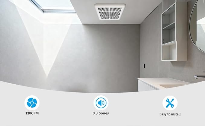 Tech Drive Bathroom Fan - 130 CFM, 0.8 Sone, No Attic Access Needed, 6-Inch Duct Very Quiet Ventilation Exhaust Fan, Easy to Install Ceiling Mounted, White,ETL Certified - Image 5