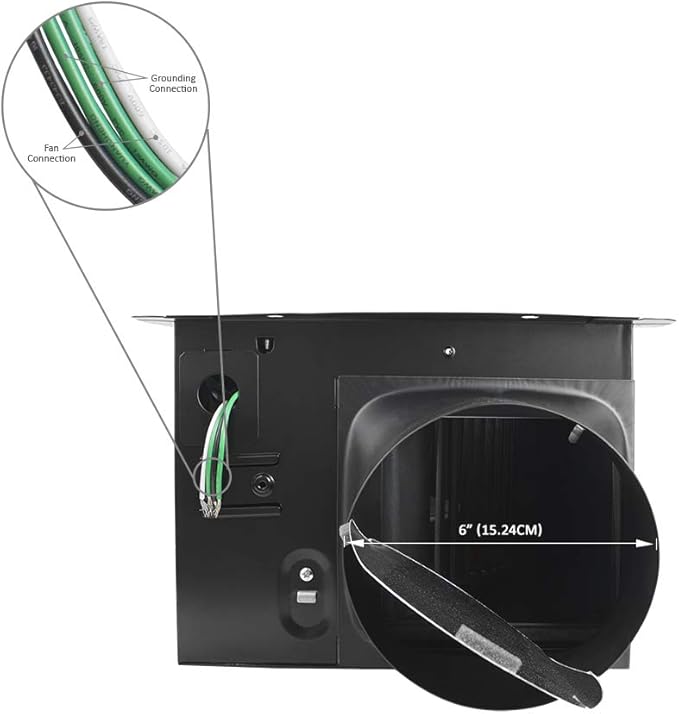 BV Bathroom Exhaust Fan 200CFM - 2.0 Sones, 6" Duct Collar, Rooms Up to 200 Sq. Ft.| Ventilation Fan, Stainless Steel - Ultra-Quiet & HVI 2100 - Image 3