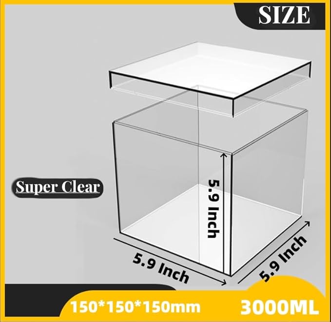 KissYou Large Acrylic Box With Lid Clear Display Boxes Acrylic Square Cube Jewelry Storage Contanier Home & Office Plastic Christmas Party Gift, Treats Boxes - Image 2