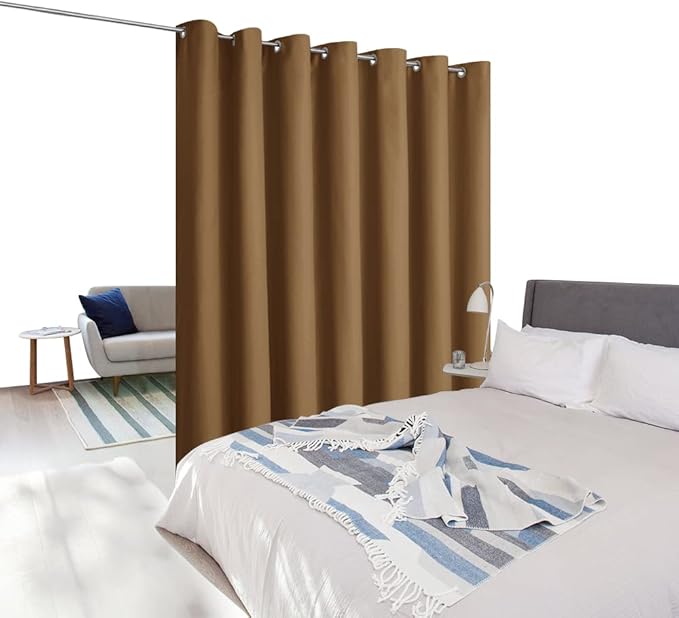 NICETOWN Wall Dividers for Rooms, Room Divider Curtain Screen Partitions, Vertical Blind for Sling Door, Blackout Window Curtains Privacy for Patio (Gold Brown, Single Panel, 9ft Tall x 8.3ft Wide) - Image 2