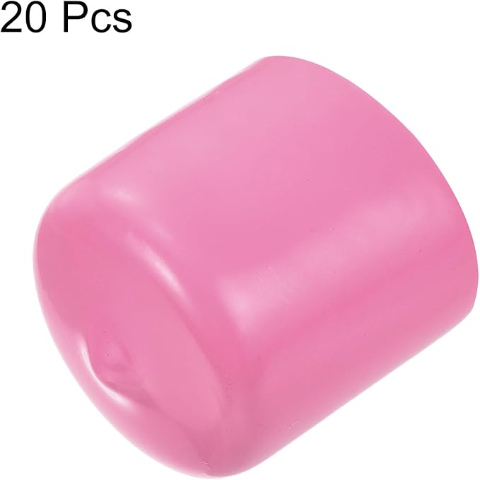 uxcell 20pcs Rubber End Caps 25mm(1 inch) ID Vinyl PVC Round Tube Bolt Cap Cover Screw Thread Protectors Pink - Image 2