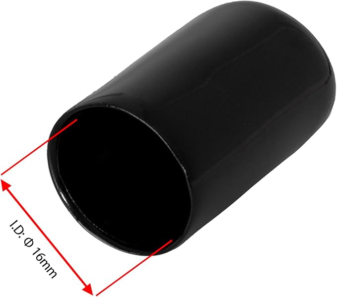 10 PCS Black Round Vinyl Rubber End Caps Kits, Flexible Screw Thread Protectors Safety Cover for Metal Tubing Rod Bolt, 16mm (16/25 inch) - Image 2