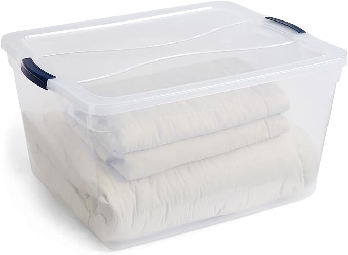 Rubbermaid Cleverstore 71 Qt Clear Storage Bins with Lids, 4-Pack, Stackable, BPA-Free, Made in USA - Image 4