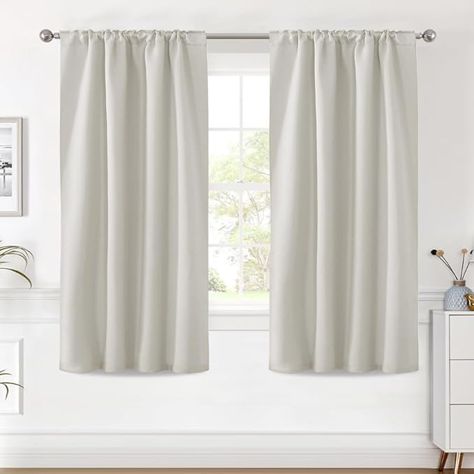 H.VERSAILTEX Blackout Curtains Thermal Insulated Window Treatment Panels Room Darkening Blackout Drapes for Living Room Back Tab/Rod Pocket Bedroom Draperies (2 Panels, Ivory/Cream, 42 x 63 Inch) - Image 2