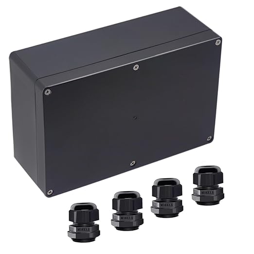 Junction Box IP65 Waterproof ABS Plastic Electrical Project Case Power Junction Boxes, Project Box with 4 PCS M16 Cable Glands 9.06x5.90x3.43 inch (230 x 150 x87 mm) by Otdorpatio