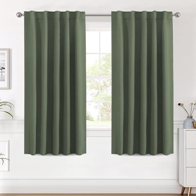 H.VERSAILTEX Blackout Curtains Thermal Insulated Window Treatment Panels Room Darkening Blackout Drapes for Living Room Back Tab/Rod Pocket Bedroom Draperies (2 Panels, Bronze Green, 42 x 63 Inch) by HVERSAILTEX