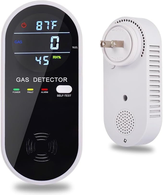 3-in-1 Combustible Gas Detector with Temperature and Humidity Display, Plug-in Portable Combustible Gas Leak Alarm，Natural Propane Gas Detector for Kitchen，Living Room，Bedroom. by ProductSeries