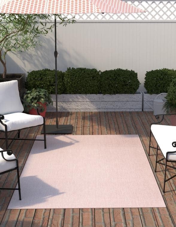Unique Loom Collection Casual Transitional Solid Heathered Indoor/Outdoor Flatweave Area Rug (7' 10" x 11' Rectangle, Whisper Pink/Ivory) by UniqueLoom