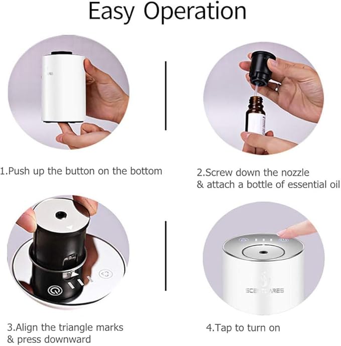 Sentiment Diffuser, Waterless Diffusers for Essential Oils - Diffusers for Home, No Water & Portable & Smart & Cordless Design, for Cold Mist (White) - Image 6