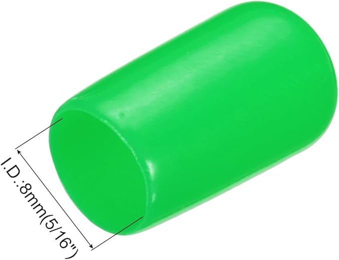 uxcell 20pcs Rubber End Caps 8mm(5/16") ID Vinyl PVC Round Tube Bolt Cap Cover Screw Thread Protectors Green - Image 3