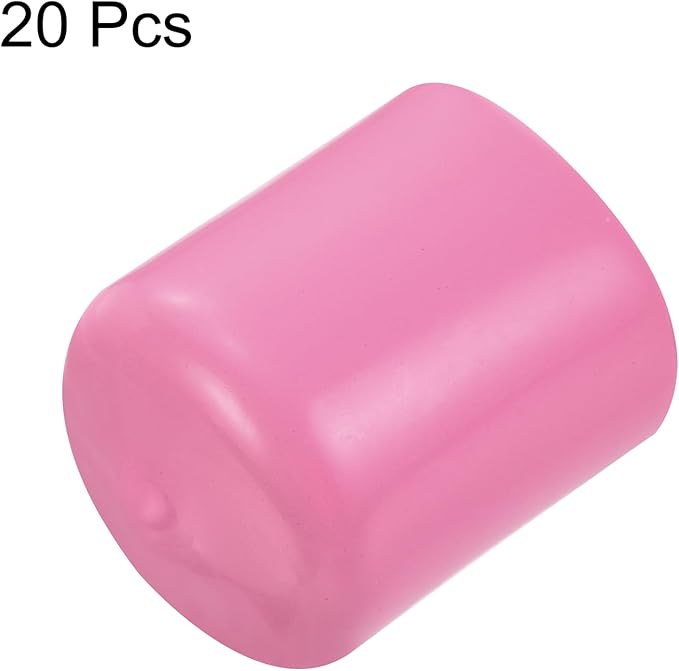 uxcell 20pcs Rubber End Caps 22mm(7/8 inch) ID Vinyl PVC Round Tube Bolt Cap Cover Screw Thread Protectors Pink - Image 2