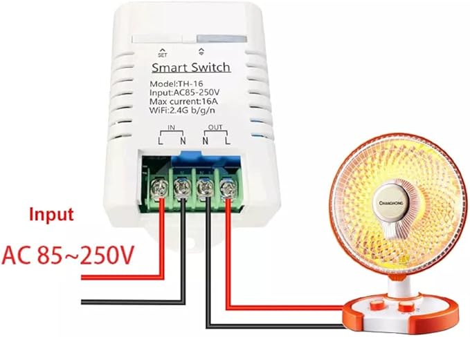 eWeLink Smart 16A Switch with Temperature and Humidity Monitoring, WiFi Thermostat Controller Compatible with Alexa Google Home (Temperature only) - Image 3