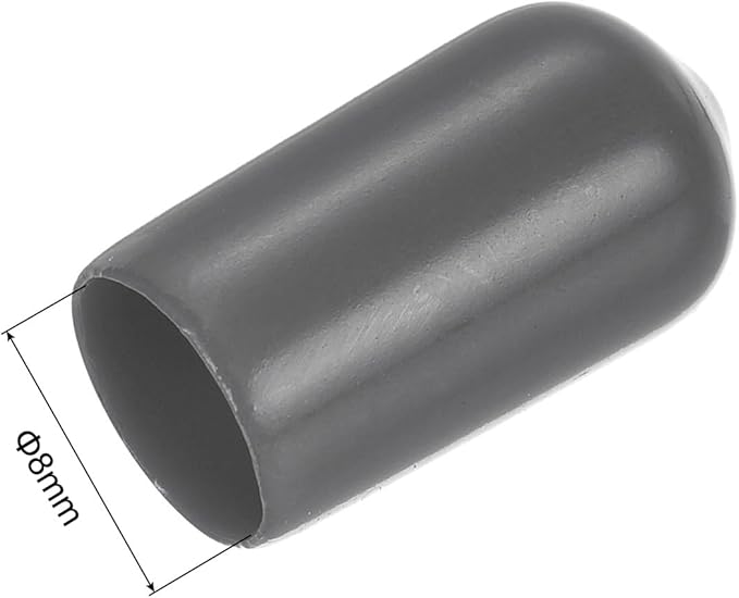 uxcell 20pcs Rubber End Caps 8mm ID Vinyl PVC Round Tube Bolt Cap Cover Screw Thread Protectors Dark Grey - Image 3