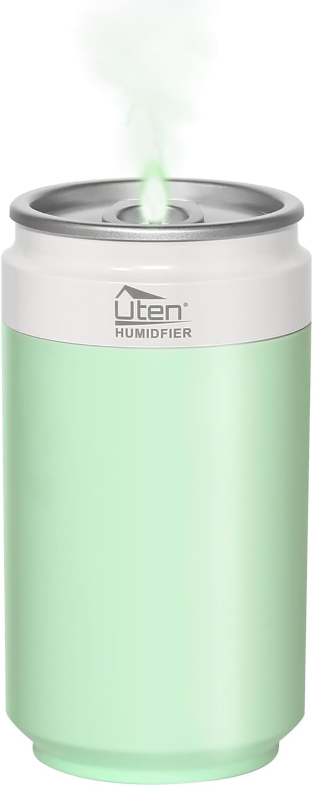 Humidifiers, Humidifier for Bedroom, Can Air Humidifier, Humidifiers for Home and Plants, USB Powered And Battery Powered Portable for Home Office Car Outdoor, 2 Mist Modes, Night Light, Auto-Off by UTENHOMEGOODSCENTER