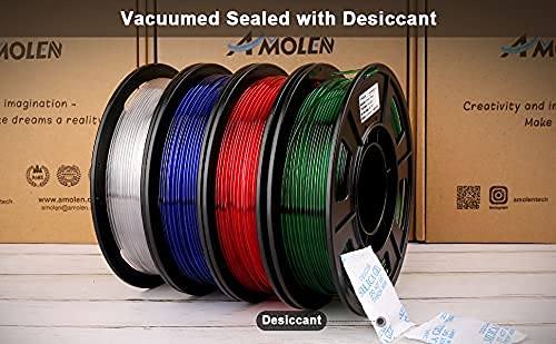 AMOLEN 3D Printer Filament Bundle, PETG Filament 1.75mm,Transcucent Clear/White,Red,Green,Blue Filament,PETG Transparent Filament with Light Transmission Feature,250g x 4 Spools Set - Image 6