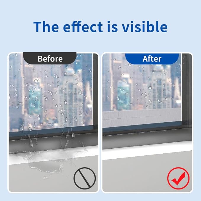Condensate Water Absorption Tape for Window - Condensation Moisture Absorber Strip Grey Water Barrier Condensation Absorber for Home 1.18inch*157inch - Image 6
