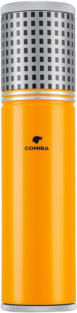 Travel Cigar Humidor Case/Box Metal Portable Air Tight Lid Smell Proof Cigar Case Tube Built in Humidifier for Humidity Control, Humidor That can Hold About 3-5 Cigars with Gift Box (Yellow) - Image 8
