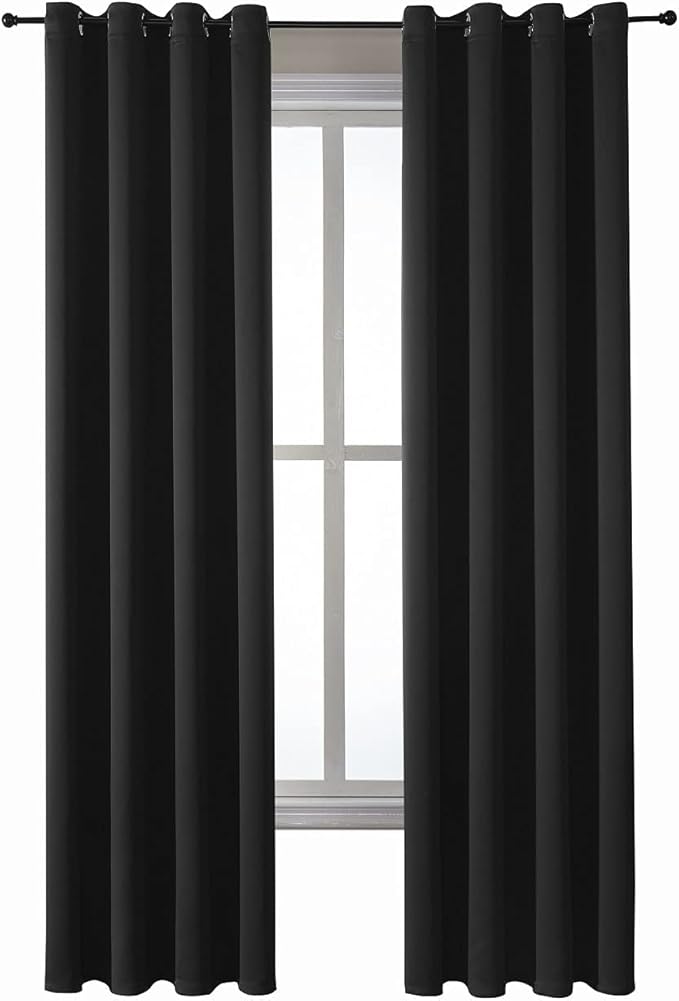 ChrisDowa Grommet Blackout Curtains for Bedroom and Living Room - 2 Panels Set Thermal Insulated Room Darkening Curtains (Black, 52W x 95L) - Image 7