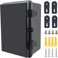 Junction Box, Hinged Black Cover IP67 Waterproof ABS Project Box with Mounting Plate Electrical Box Enclosure with Wall Bracket 11.8 x 7.9 x 6.7inch(300x200x170mm) by Otdorpatio