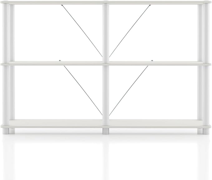 Homes: Inside + Out Apexa Modern 3-Tier Extra Wide Shelving Units, Collectibles Display Shelves, Easy Assembly Console Table, Home Storage Organizer for Living Room, Bedroom, Office, White - Image 11