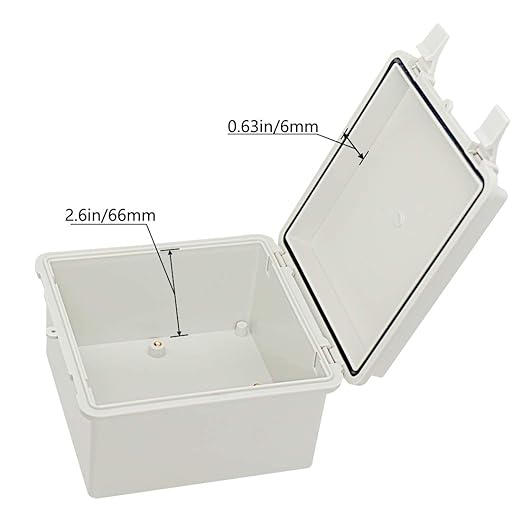 Zulkit Junction Box ABS Plastic Dustproof Waterproof IP65 Electrical Boxes Hinged Shell Outdoor Universal Project Enclosure with 2 Cable Glands 5.9 x 5.9 x 3.5 inch (150x150x90 mm) - Image 4