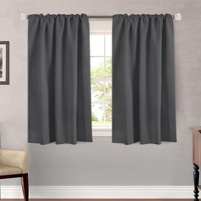 H.VERSAILTEX Blackout Curtains Thermal Insulated Window Treatment Panels Room Darkening Blackout Drapes for Living Room Back Tab/Rod Pocket Bedroom Draperies, 52 x 54 Inch, Charcoal Gray, 2 Panels - Image 2