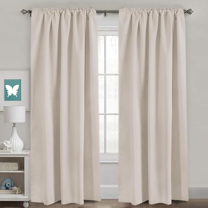 H.VERSAILTEX Blackout Curtains Thermal Insulated Window Treatment Panels Room Darkening Blackout Drapes for Living Room Back Tab/Rod Pocket Bedroom Draperies (2 Panels, Natural, 52 x 96 Inch) - Image 2