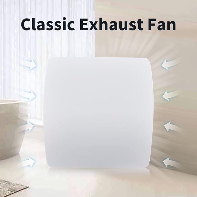 Zeyzer Exhaust Fan 110 CFM 1.0 Sones 5.9" Duct White Square Quiet Powerful Ceiling or Wall-Mount Ventilation Fan for Bathroom/Corridor/Office/Laundry Room/Shop - Image 4