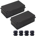 Electrical Box, Outdoor Waterproof Box IP65 Junction Box with Reserved Holes,ABS Plastic Project Box Power Cord Enclosure Black 2Pcs 7.9 x 3.4 x 2.8 inch(200x100x70mm) by LuSumtly