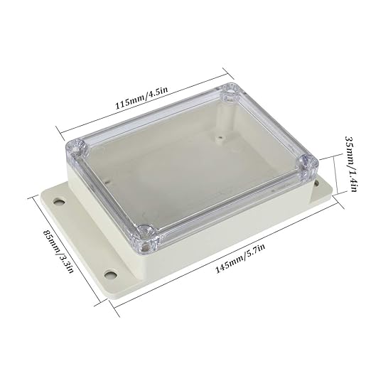 ABS Plastic Junction Box, Dustproof Weatherproof IP65 Electrical Box - Universal Project Enclosure Pale Pale Grey, with PC Transparent/Clear Cover and Fixed Ear 4.5"x3.3"x1.4"(115x85x35mm) - Image 2