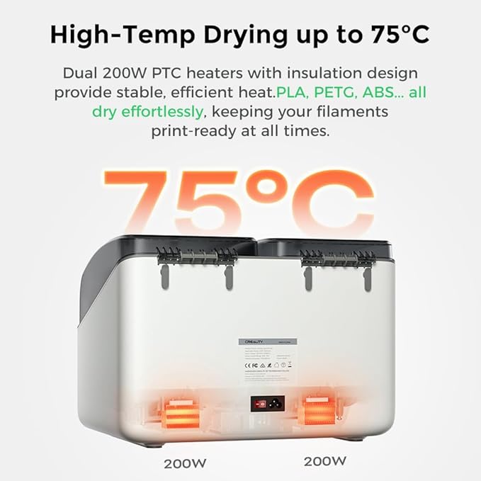 Creality Filament Dryer, Space Pi X4L Filament Storage Box for 4 Spools, Dual Independent Heating Chambers, 75℃ Max Temperature, Compatible with 1.75mm 2.85mm PLA PETG ABS TPU PC PA PAHT - Image 5