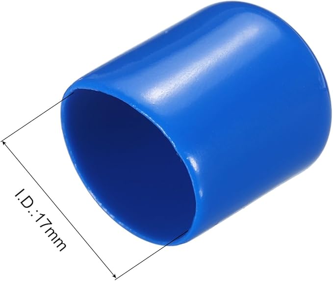 uxcell 20pcs Rubber End Caps 17mm ID Vinyl PVC Round Tube Bolt Cap Cover Screw Thread Protectors Blue - Image 3