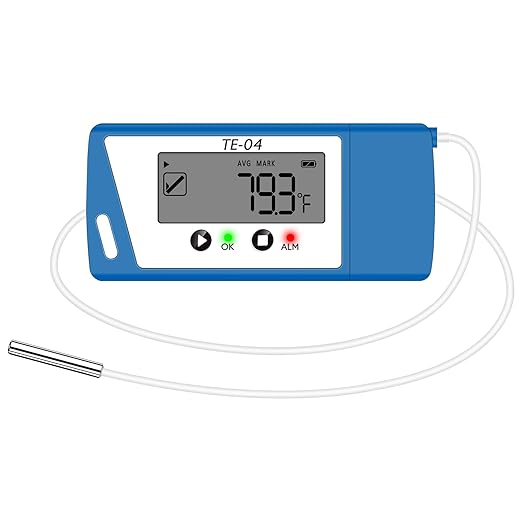 TE-04 Temperature Data Logger with 1.5M External Probe, Auto PDF& CSV Report, 35,000 Points, Large Display Pause Recording Function, Temperature Recorder for Cold Chain Shipping Vaccine Storage by APRVTIO