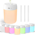 Portable Mini Humidifier, 650ml, Colorful LED Light & Warm Light, Cool Mist, USB, Personal Mini Humidifier for Desktop, Bedroom, Office, Home, Travel, Plants (White) by 1