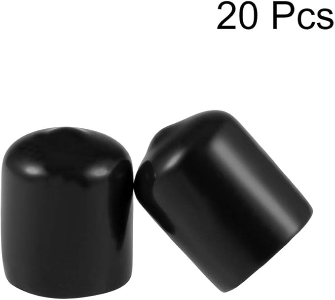 uxcell 20pcs Rubber End Caps 15mm ID Vinyl Round Tube Bolt Cap Cover Thread Protectors Black - Image 2