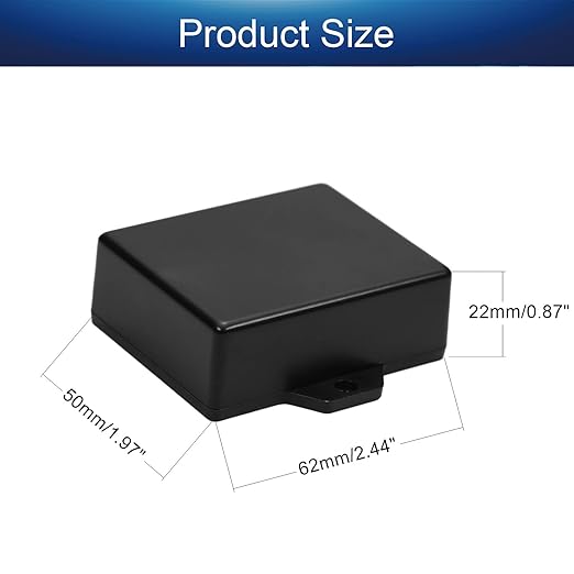 Fielect 2Pcs Project Box ABS Plastic Junction Box Universal Electrical Project Case Enclosure with Ear Black, 2.44 x 1.97 x 0.87 inch inch - Image 2